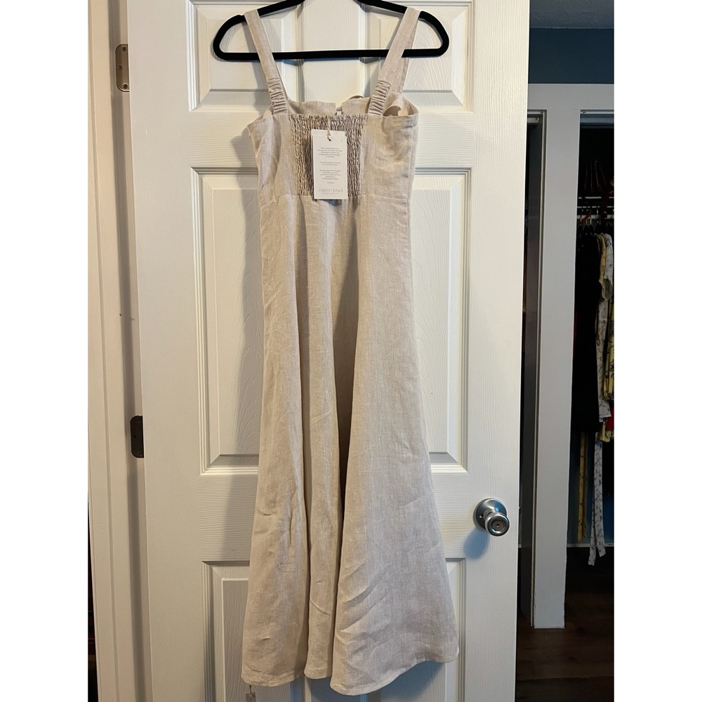 Christy Dawn Linen Midi Dress in Light Beige - Picture 9 of 10